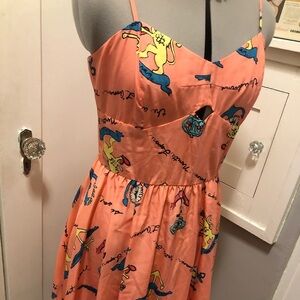 ANCHOR Sweetheart unique spaghetti strap Lined Lapore coral dress FUN whimsical